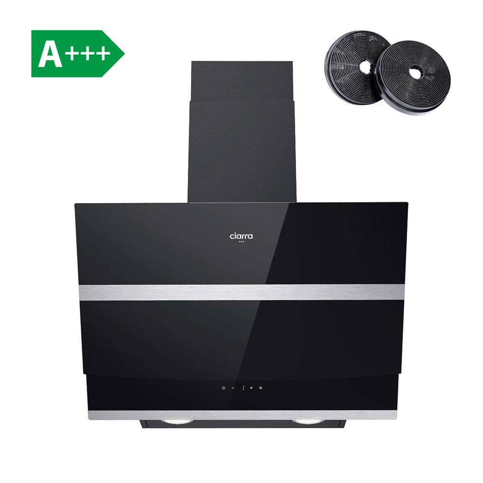 Ciarra Hotte Aspirante 60 cm Silencieuse Hotte Inclinée A+++ Contrôle Tactile 4 Vitesses Wifi Noir CBCB6736N-OW