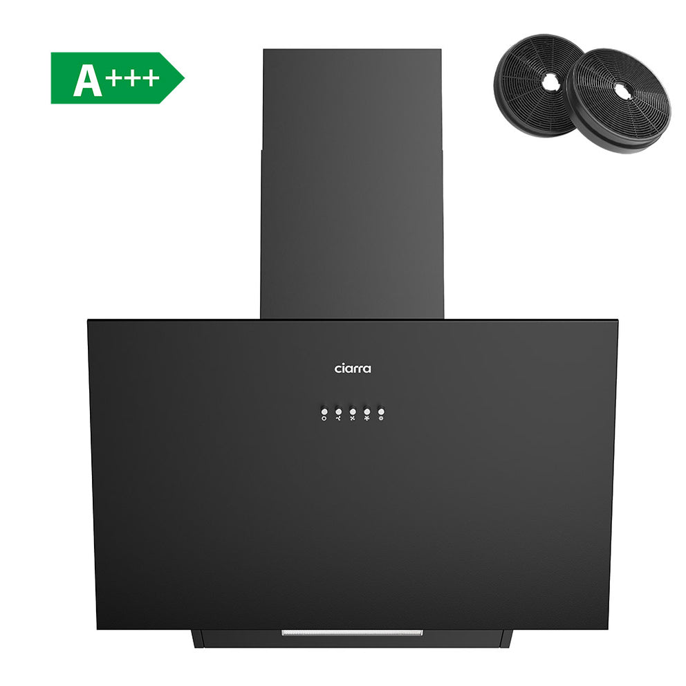 Ciarra Hotte Aspirante Inclinée 60cm Recyclage ou Évacuation Modes Design Acier Inoxydable Noir CBCB6762A-OW