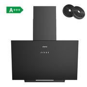 Ciarra Hotte Aspirante Inclinée 60cm Recyclage ou Évacuation Modes Design Acier Inoxydable Noir CBCB6762A-OW