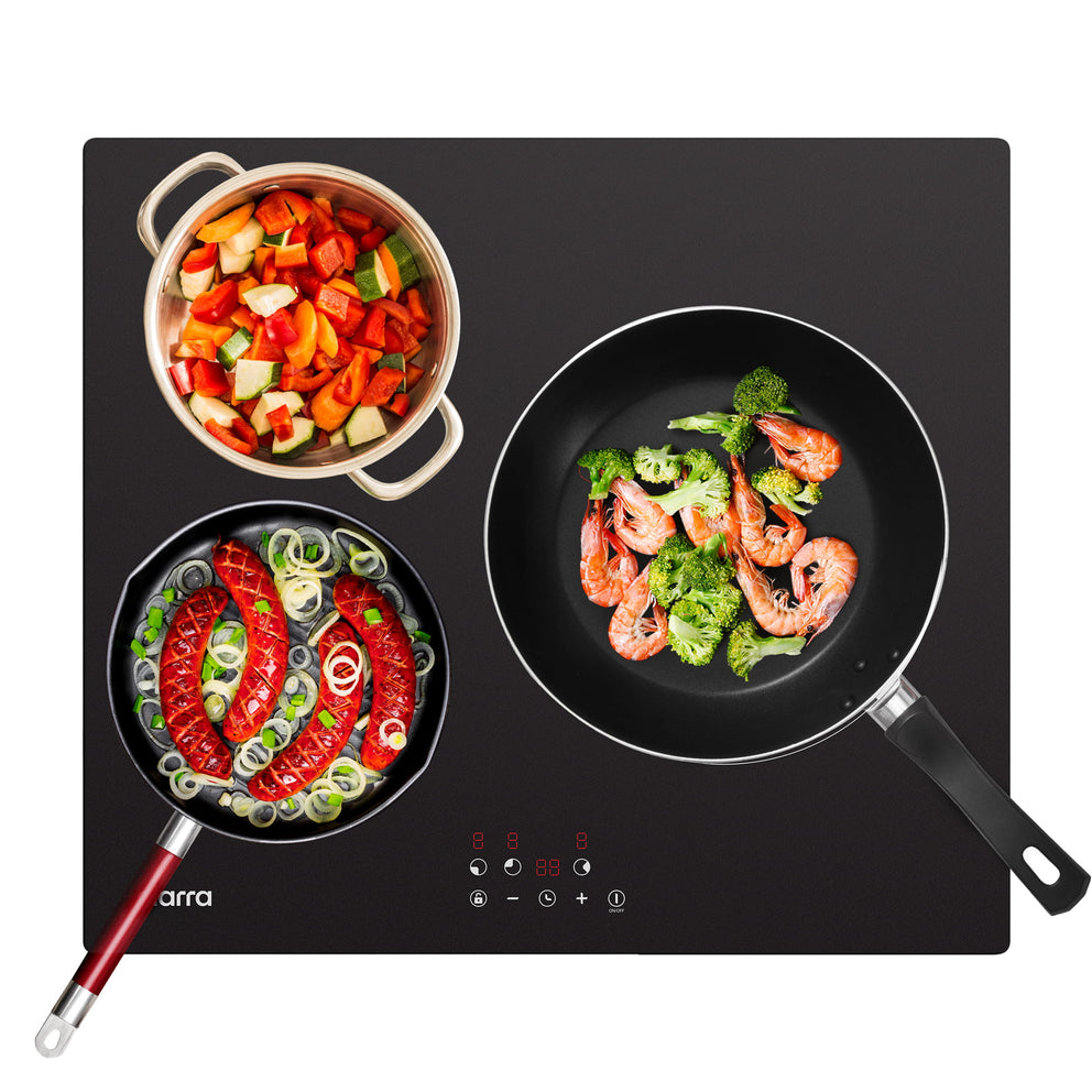 CIARRA Table de Cuisson à Induction Encastrable, 3 Foyers, avec Commande Tactile et Sécurité Enfant, CRGBIH3-OW