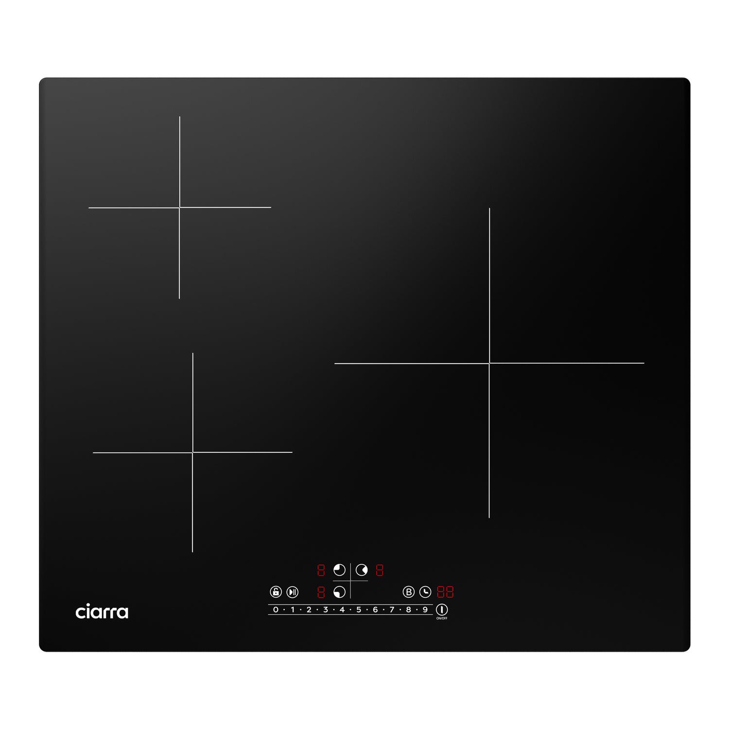 CIARRA 6200W Plaque à Induction Encastrable 3 Foyers Fonction Booster CBBIH3B-OW
