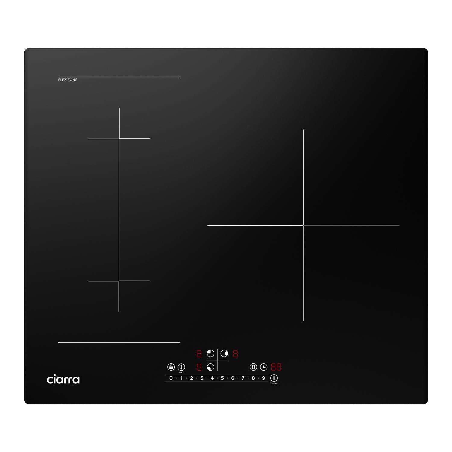 CIARRA 6500W Plaque à Induction 3 Foyers Fonction Booster CBBIH3BF-OW