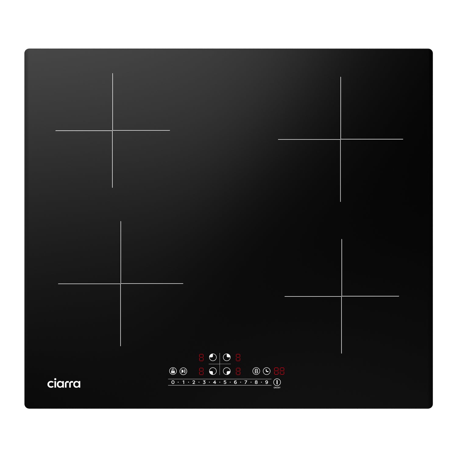CIARRA 7200W Plaque à Induction 4 Zones 9 Puissances avec Booster CBBIH4B-OW