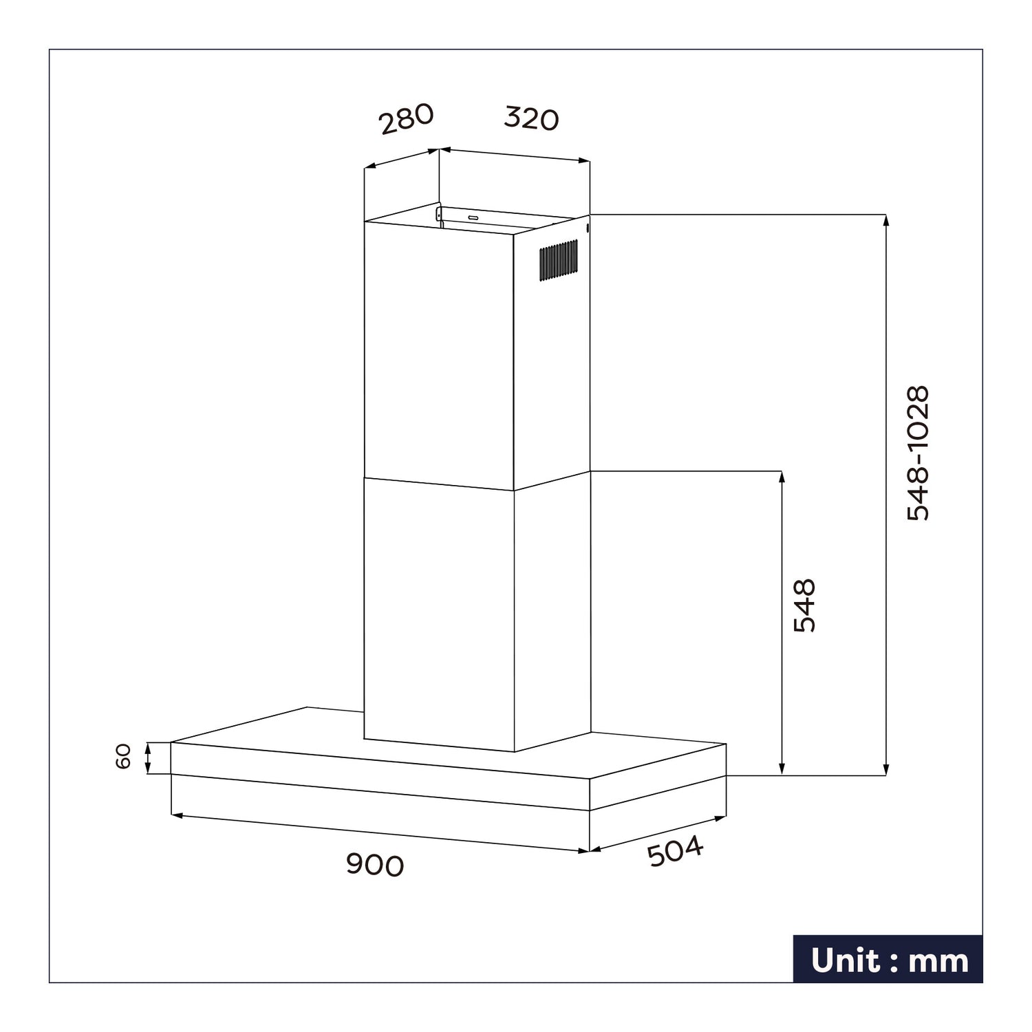 CIARRA Hotte Aspirante 90cm Contrôle Tactile 650m³/h 4 Vitesses CBCS9102-OW