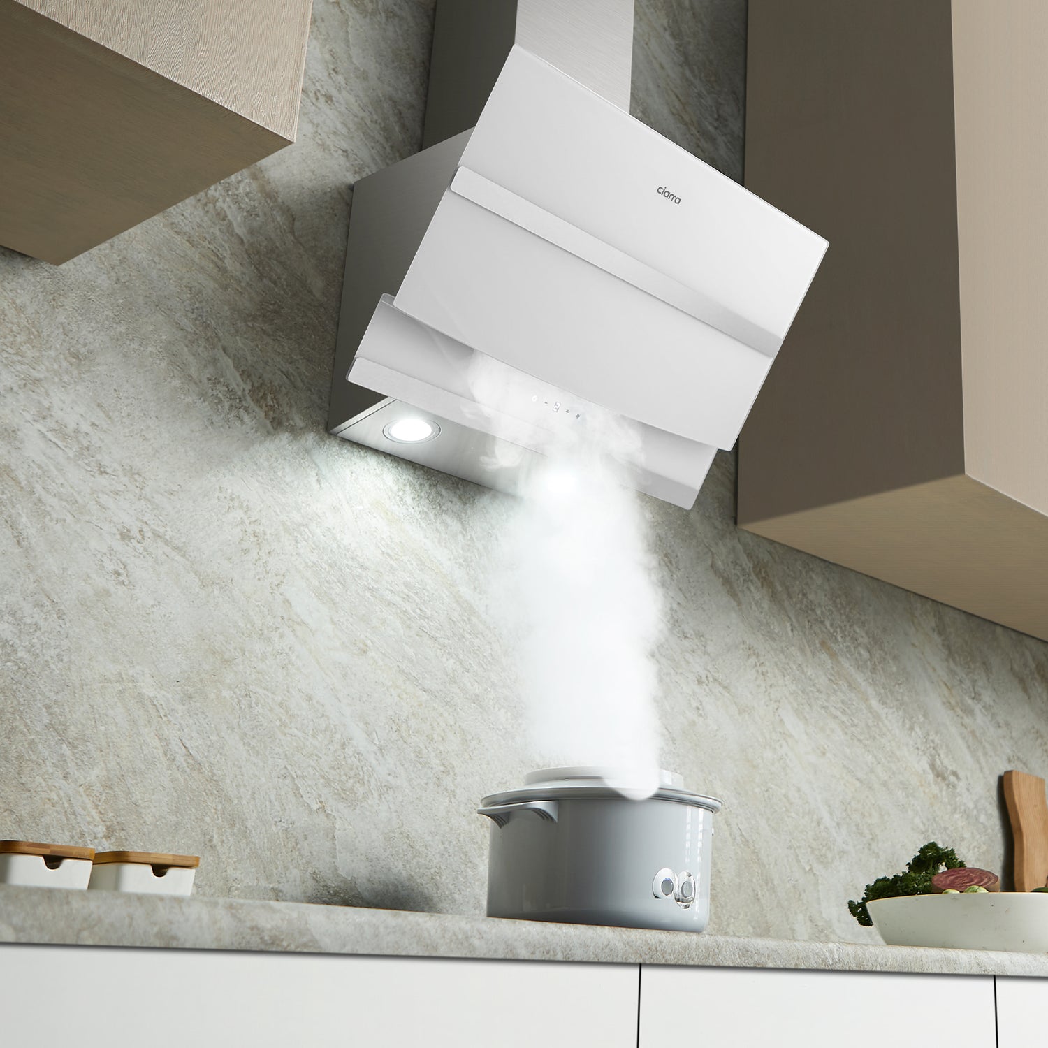 CIARRA Hotte Inclinée 60cm 750 m³/h Commande Tactile Classe A Blanc CBCW6736N-OW