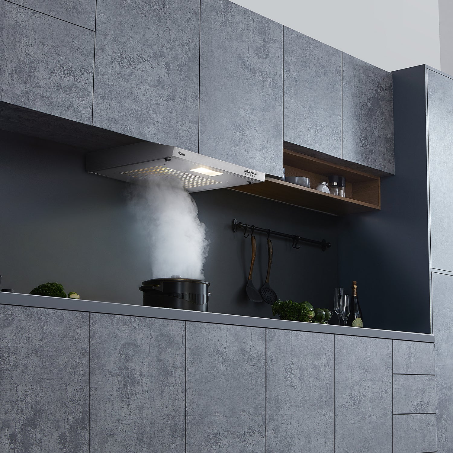 CIARRA Hotte Intégrée 60cm avec LED Eclairage Inox CBCS6903-OW