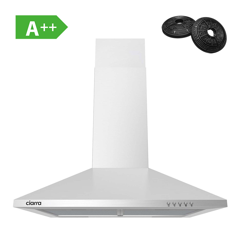 CIARRA Hotte Murale 60cm 370m³/h Recyclage ou Evacuation Classe A CBCS6201-OW