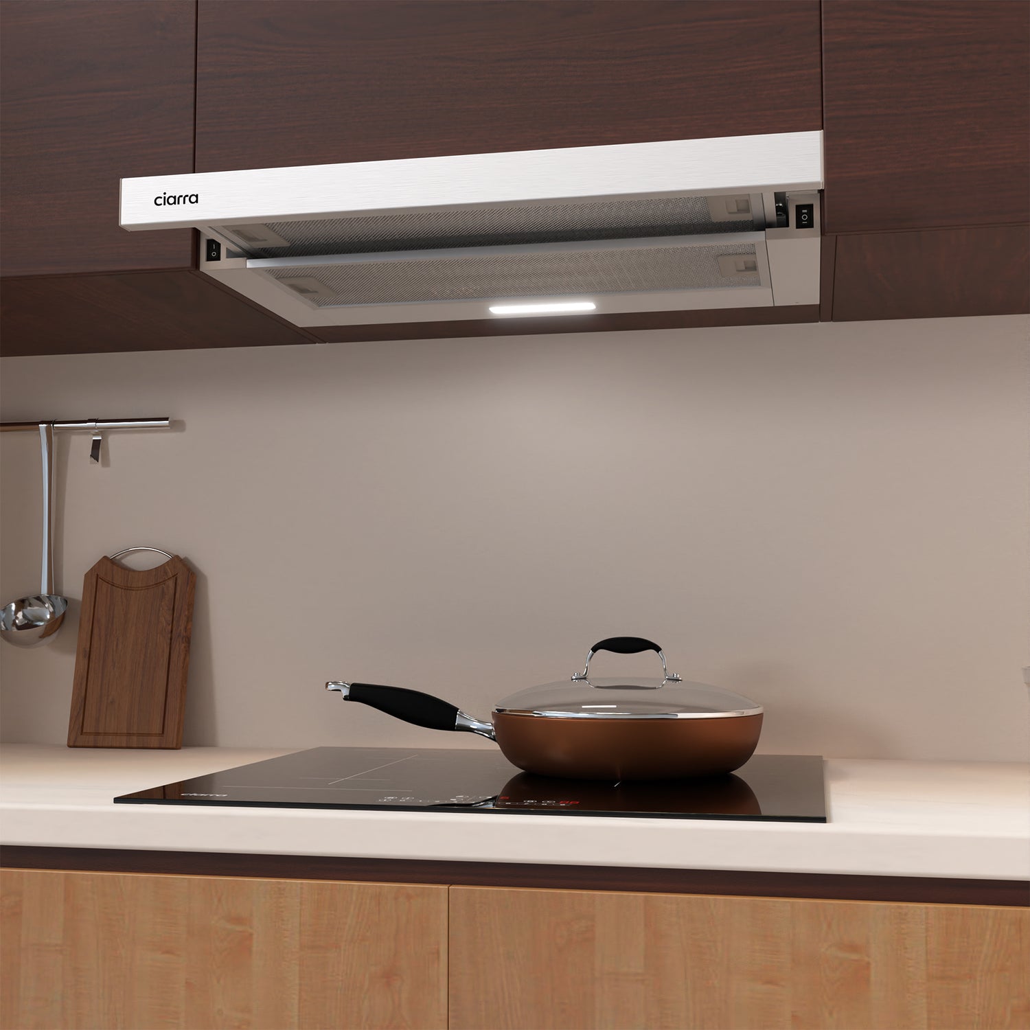 CIARRA Hotte Tiroir Téléscopique 60cm 370m³/h Classe A Inox CBCS6906D-OW