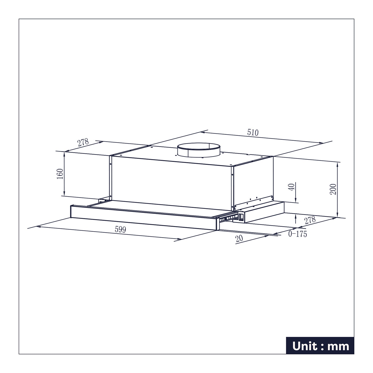 CIARRA Hotte Tiroir Téléscopique 60cm 370m³/h Classe A Inox CBCS6906D-OW