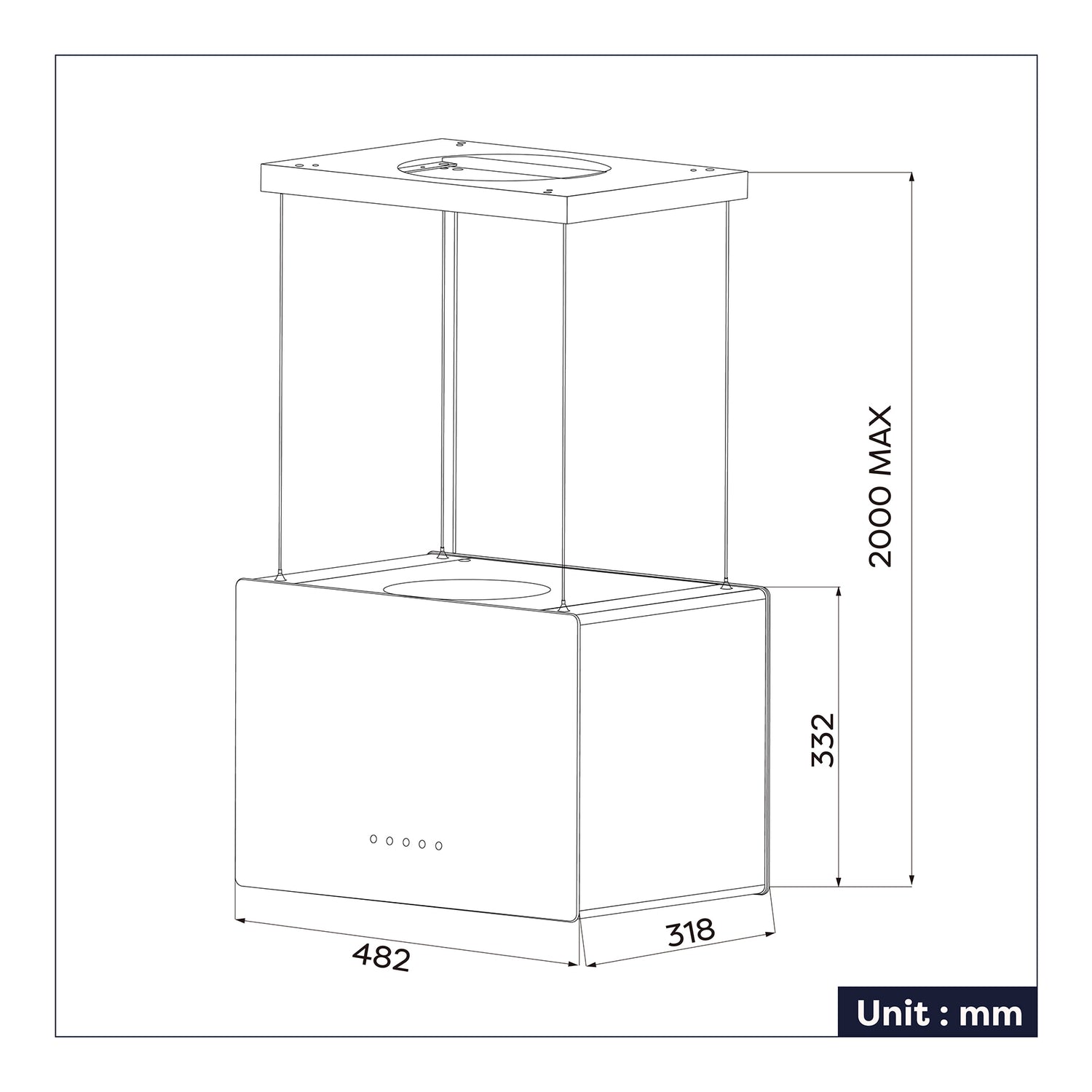 CIARRA Hotte Îlot 700m³/h Contrôle Tactile+WIFI Lumière UV Blanc CBCS4850-OW