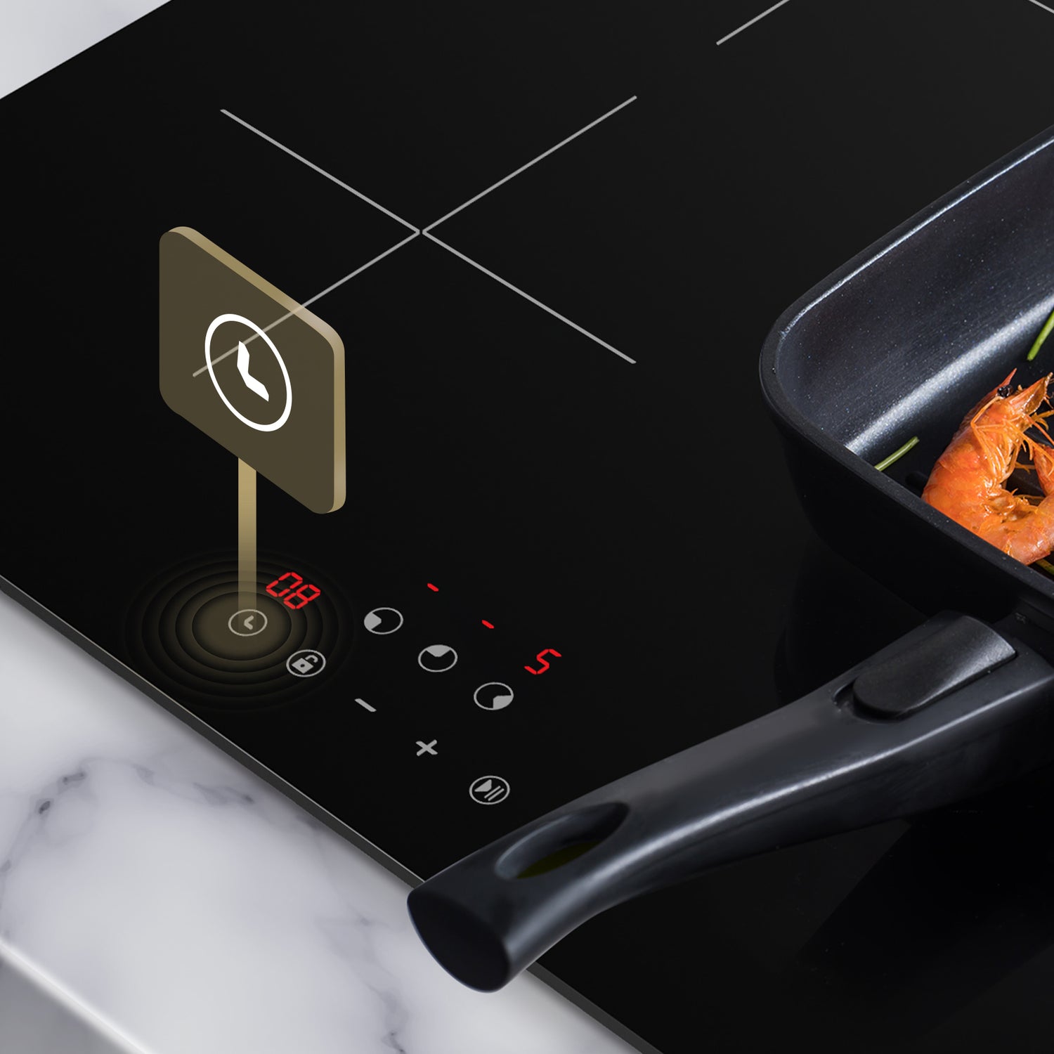 CIARRA Plaque à Induction Intégrée 3 Zones 6100W 9 Puissance CBBIH3-OW