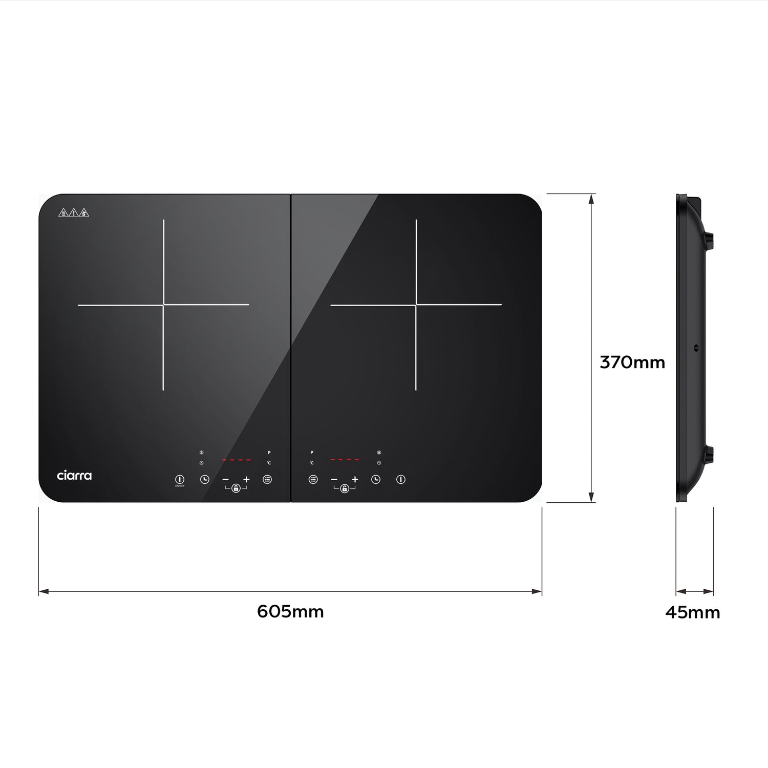 CIARRA Table de Cuisson Portable 2 Foyers 3500W CBTIH2-OW