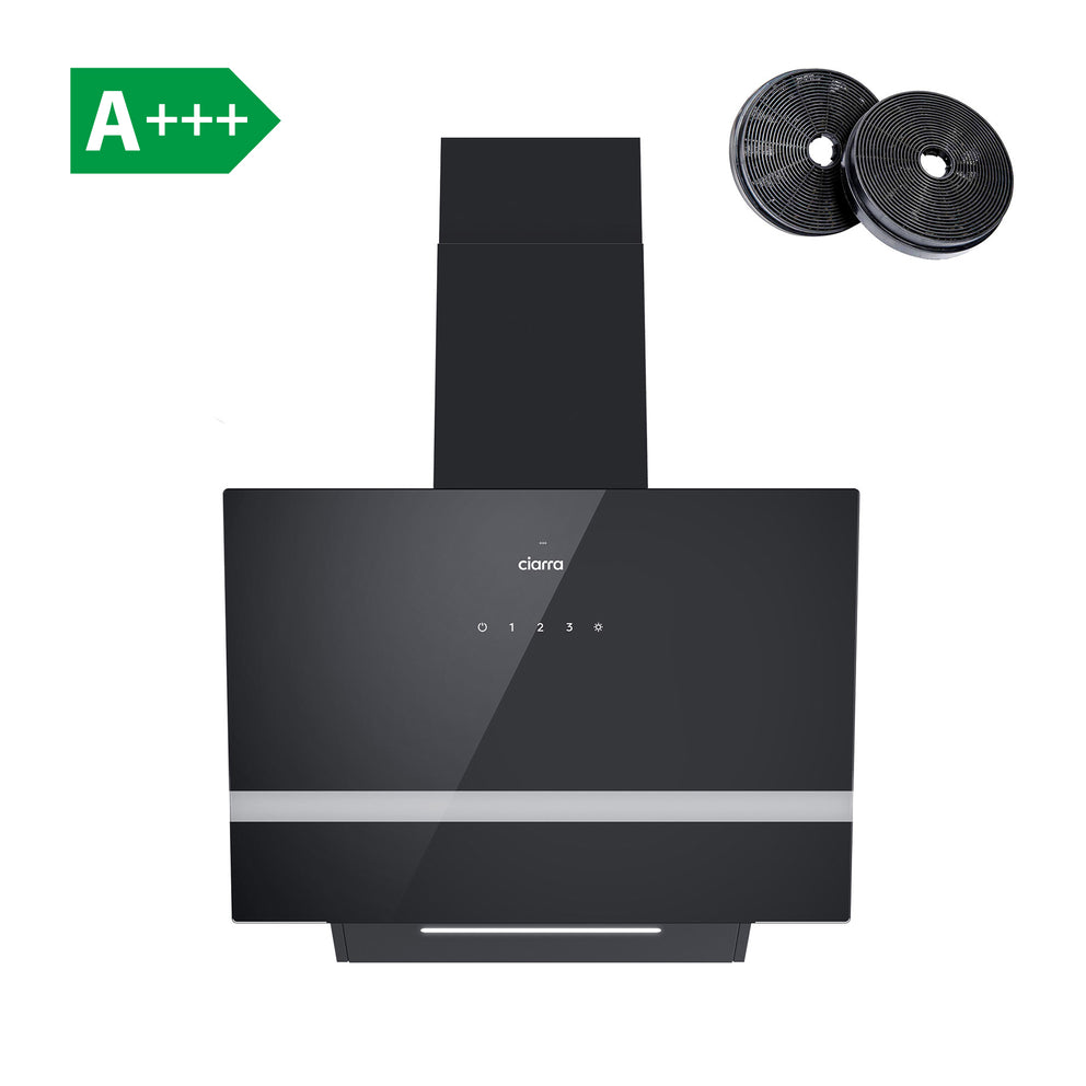 Ciarra Hotte Inclinée 650m³/h Classe A+++ Eclairage LED Wifi Noir CBCB6736H-OW