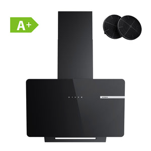 Ciarra Hotte Aspirante Decorative Hotte Noire Hotte Murale Inclinée 60cm avec Commandes Tactiles et Éclairage LED CBCB6765B-OW