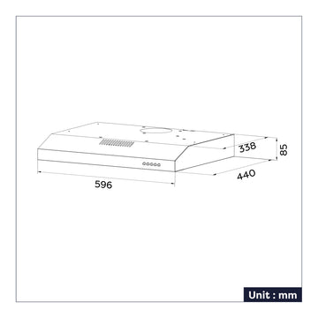 Ciarra Hotte Intégrée 60cm 3 Vitesses Recyclage ou Evacuation Noir CBCB6903-OW