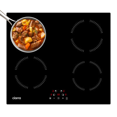 Ciarra Plaque à Induction 6000W avec 4 Zones et 9 Niveaux de Puissance CABBIH4-A