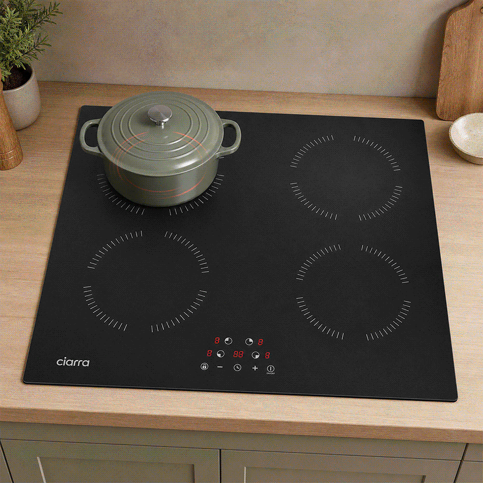Ciarra Plaque à Induction 6000W avec 4 Zones et 9 Niveaux de Puissance CABBIH4-A