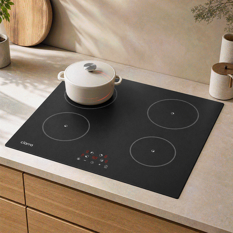 Ciarra 5600W Plaque à Induction Encastrable 4 Feux 9 Niveaux de Puissance CABBIH4-F