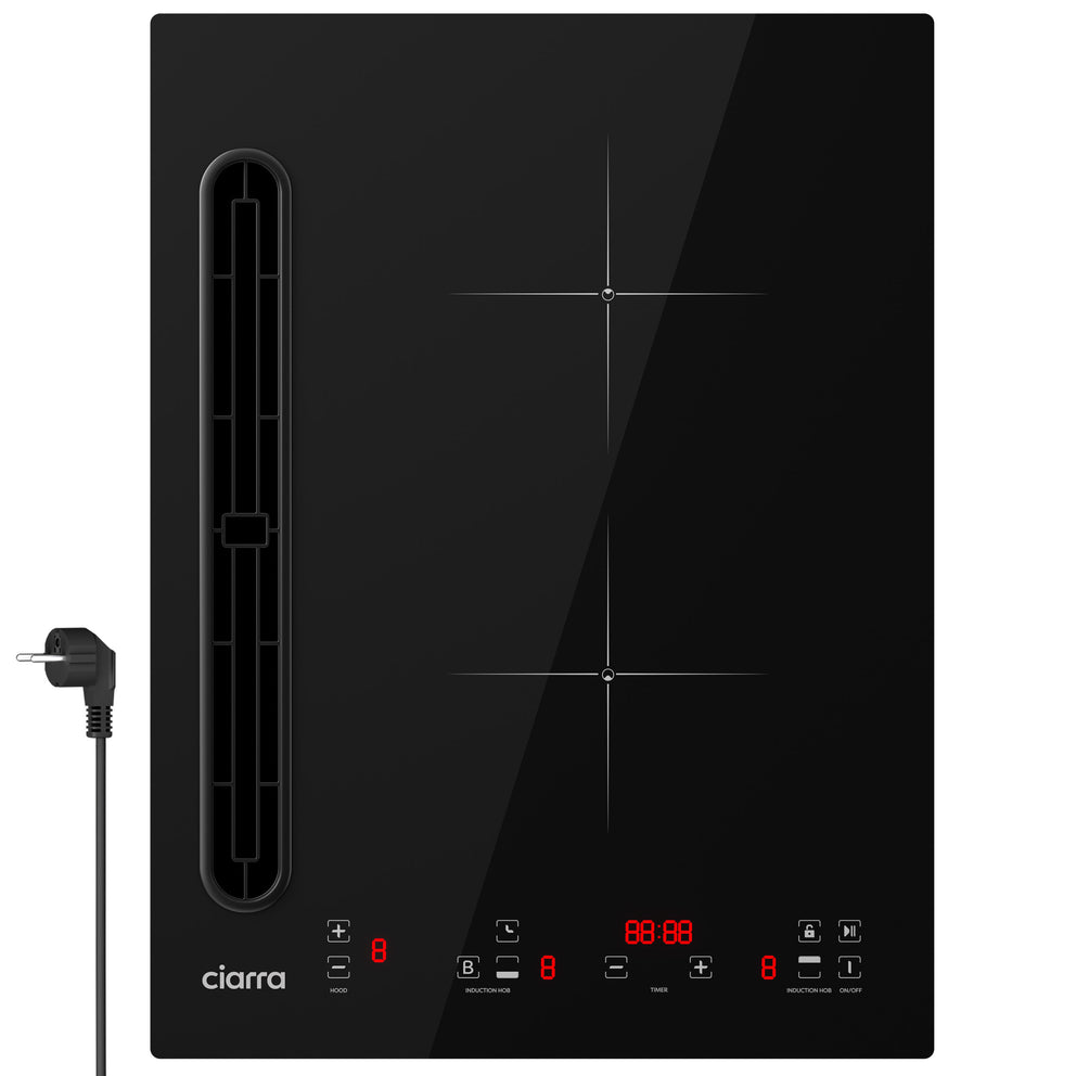 Ciarra ONE -  Plaque induction avec hotte intégrée 2 feux, boost & 39cm | CBBEH3952-2B