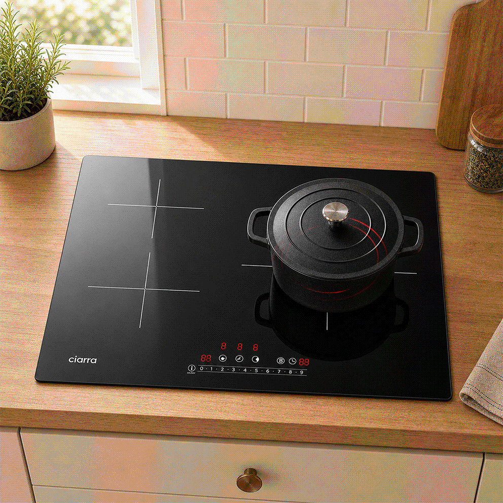 CIARRA 6200W Plaque à Induction Encastrable 3 feux Fonction Booster CBBIH3B-OW