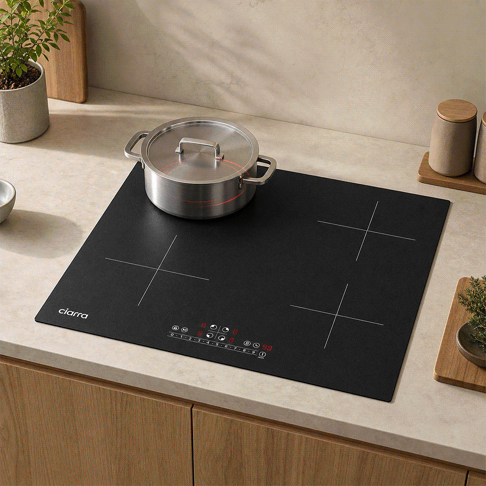 Ciarra 7200W Plaque à Induction 4 Zones 9 Puissances avec Booster CBBIH4B-OW