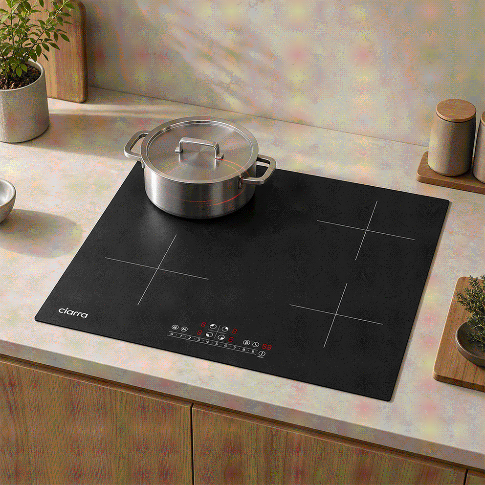 Ciarra 7200W Plaque à Induction 4 Zones 9 Puissances avec Booster CBBIH4B-OW
