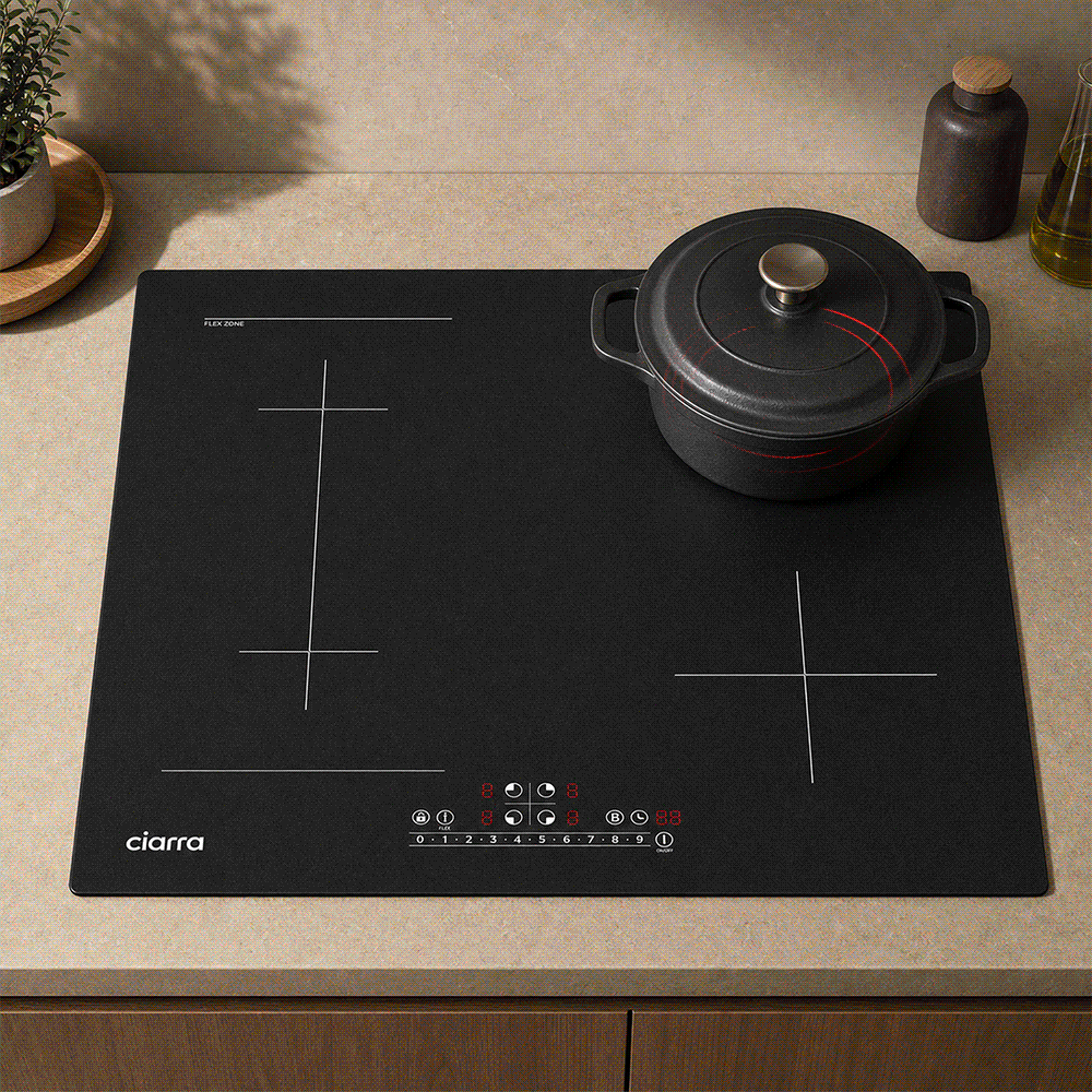 Ciarra 7200W Plaque à Induction 4 Feux 1 FlexZone Boosters CBBIH4BF-OW