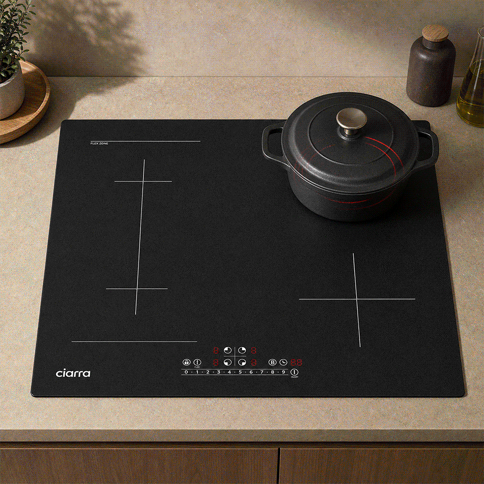 Ciarra 7200W Plaque à Induction 4 Feux 1 FlexZone Boosters CBBIH4BF-OW