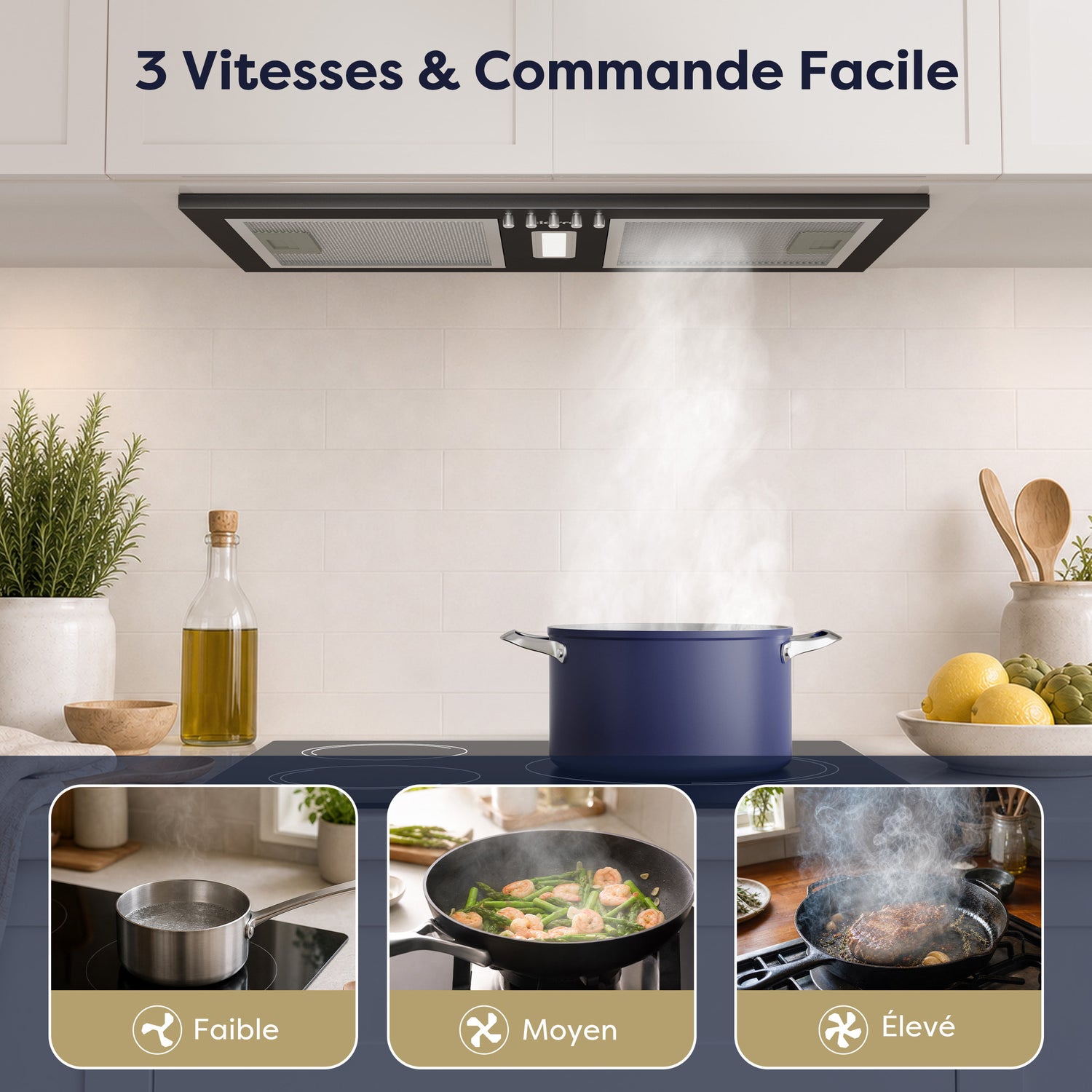 Hotte encastrable noire 52 cm Ciarra CBCB5937A