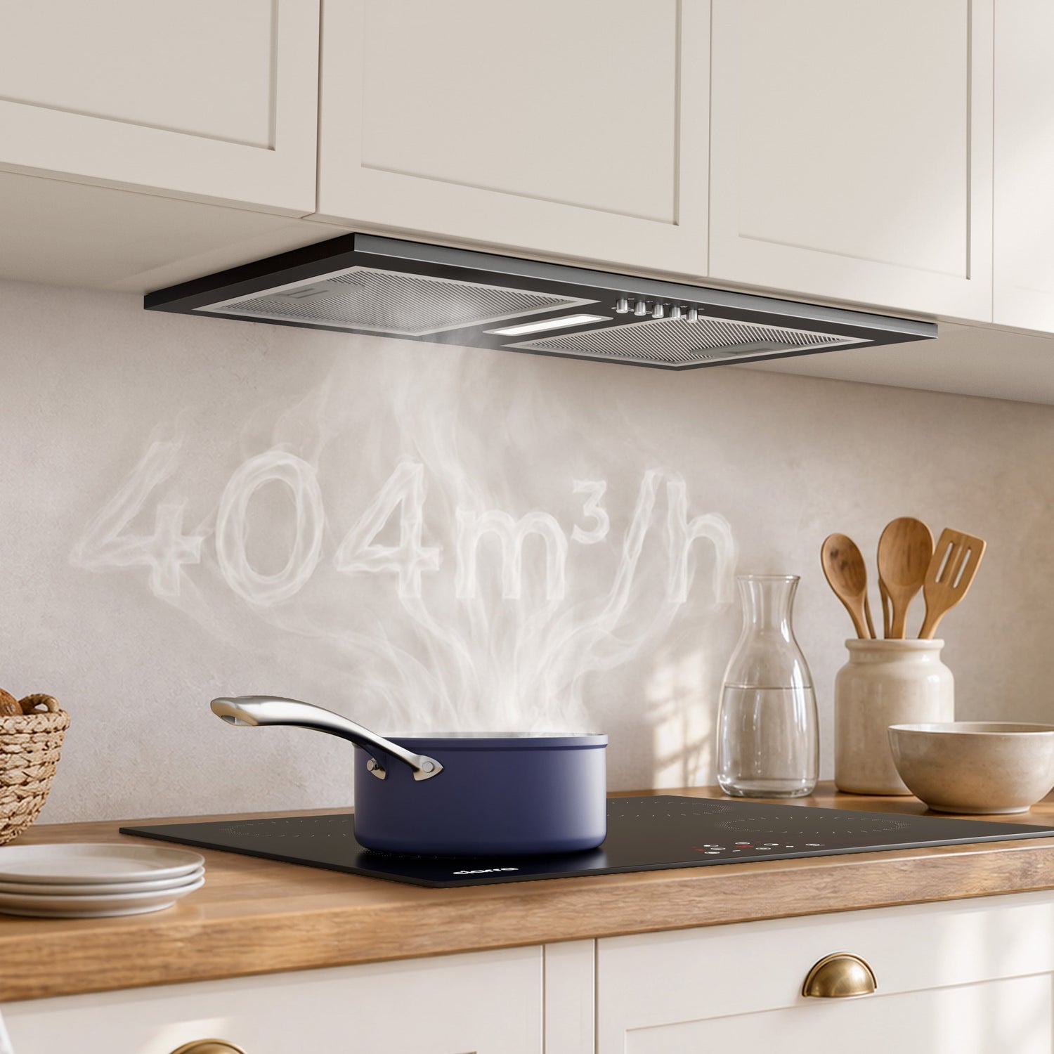 Hotte intégrée 52 cm noire sous meuble de cuisine Ciarra CBCB5937A