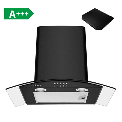 Ciarra Hotte Murale 60cm 650m³/h Classe A+++ Eclairage LED Noir CBCB6506B-OW
