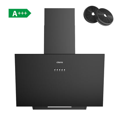Ciarra Hotte Aspirante Inclinée 60cm Recyclage ou Évacuation Modes Design Acier Inoxydable Noir CBCB6762A-OW