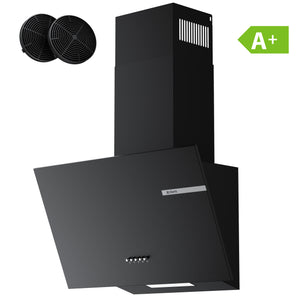 Ciarra Hotte Aspirante 60cm Inclinée Noire, 600m³/h, A+, Recyclage ou Évacuation | CBCB6765A