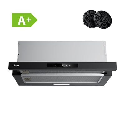 Ciarra Hotte Escamotable 60cm Hotte Tiroir Encastrable Classe A+, Tactile, LED CBCB6909A-OW