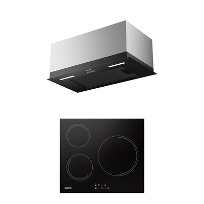 Ciarra Set Compact 60cm : Hotte Encastrée + Plaque à Induction 3 Zones