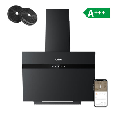 Ciarra Hotte Murale 60cm en Verre Dépol Anti-Traces A+++ Commande App/Wi-Fi | CBCG6736H-G