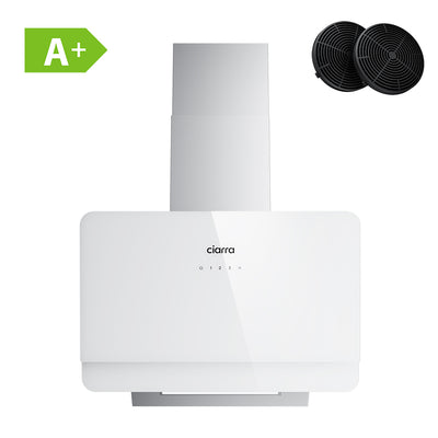 Ciarra Hotte Blanche Hotte Murale Inclinée 60cm avec Commandes Tactiles et Éclairage LED CBCS6765C-OW