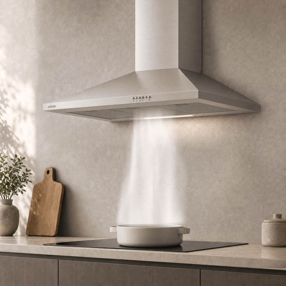 Ciarra Hotte Silencieux 90cm avec 3 Filtres à Graisse Inox | CBCS9201