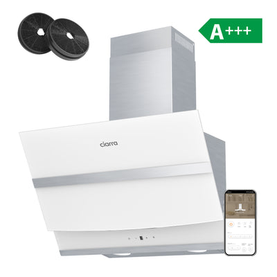 Ciarra Hotte Inclinée 60cm 693 m³/h Commande Tactile Wifi Classe A+++ Blanc CBCW6736N-OW