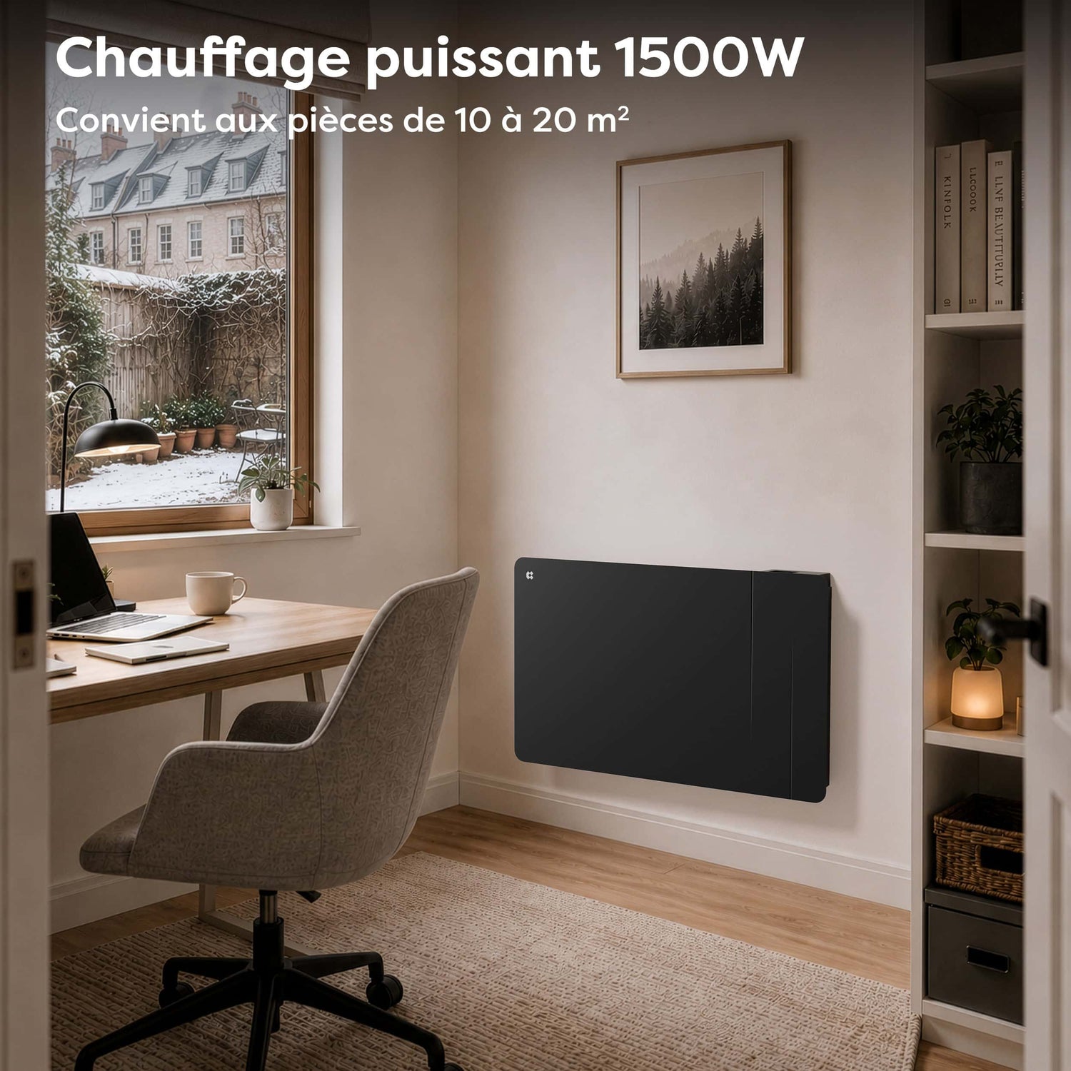 Ciarra Radiateur Connecté WiFi 1500W Inertie Céramique IP24 Noir | CBHTD15A-B