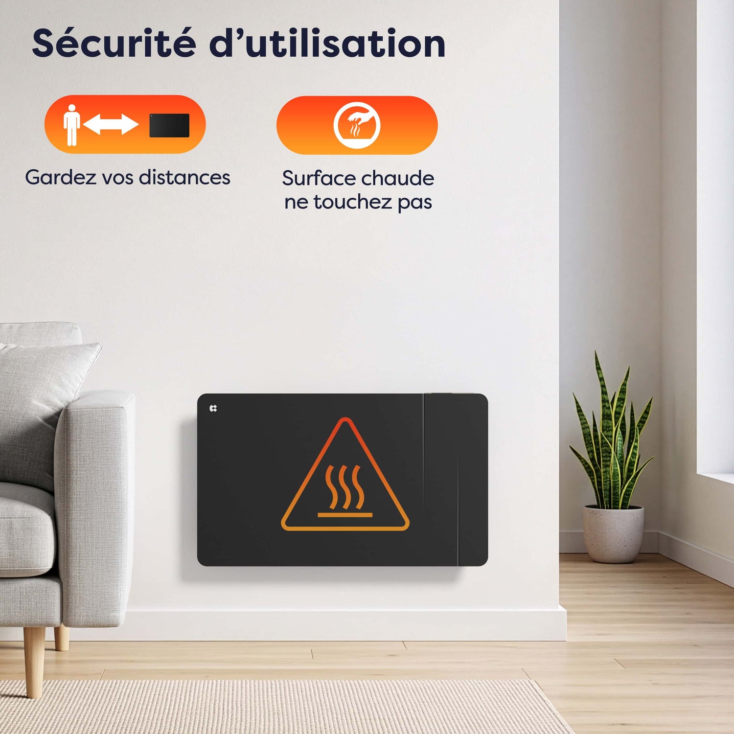 Ciarra Radiateur Connecté WiFi 1500W Inertie Céramique IP24 Noir | CBHTD15A-B