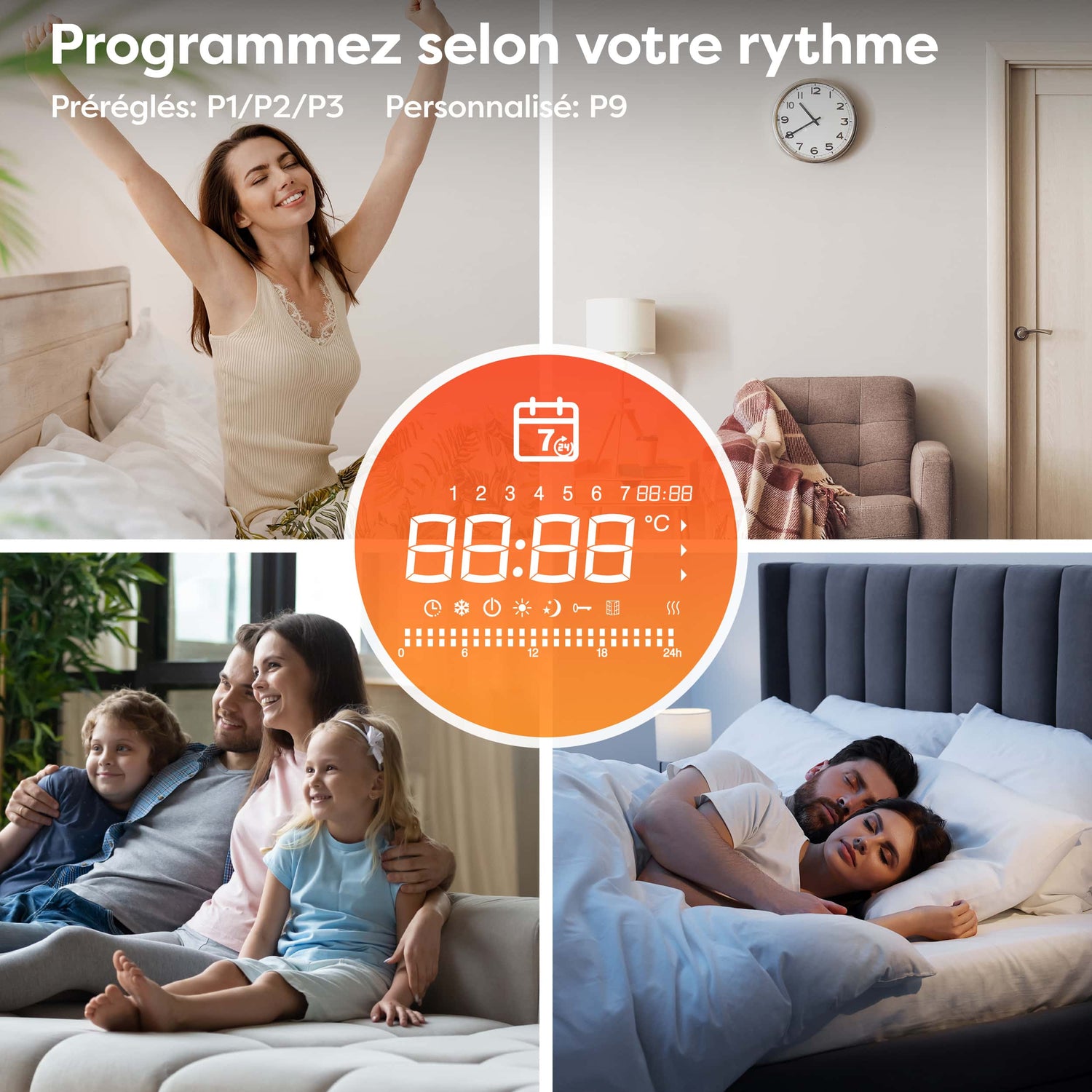 Ciarra Radiateur Connecté WiFi 1500W Inertie Céramique IP24 Noir | CBHTD15A-B