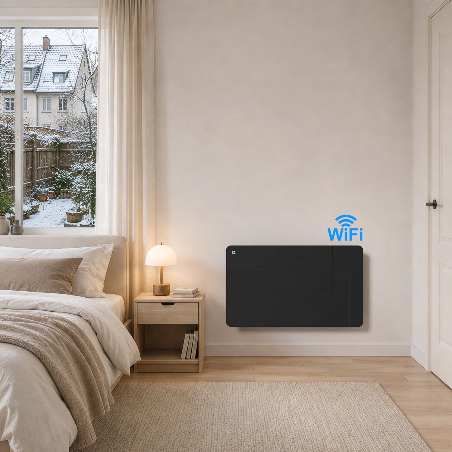 Ciarra Radiateur Connecté WiFi 1500W Inertie Céramique IP24 Noir | CBHTD15A-B