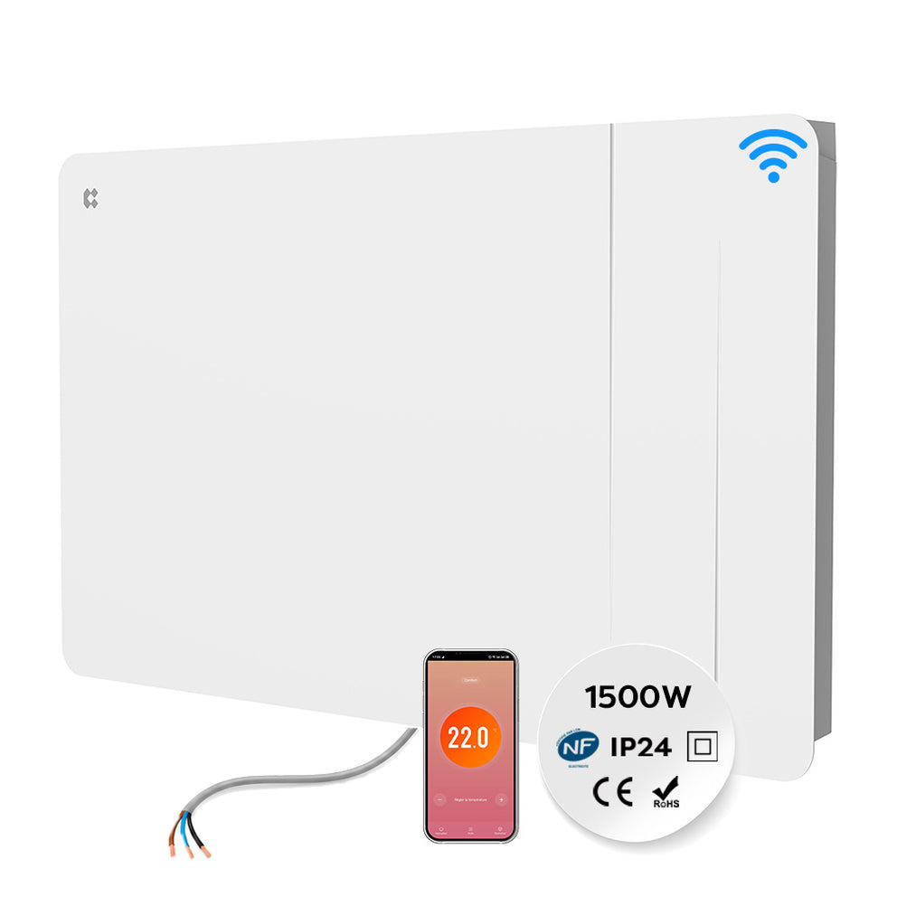 Ciarra Radiateur Électrique Connecté WiFi 1000W-2000W – Inertie Sèche Céramique & Film Aluminium, Économique