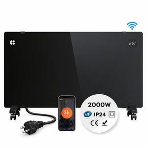 Ciarra Radiateur Convecteur Électrique WiFi 2000W – Chauffe Rapide, Sur Pieds/Mural, Noir | CBHX20-B