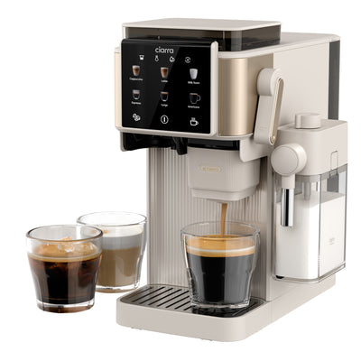 Ciarra Machine Expresso Semi-Automatique avec Broyeur Intégré et Mousseur à Lait Automatique – Écran Tactile 8 Fonctions, pour Espresso, Latte et Cappuccino | CBSACM-D6