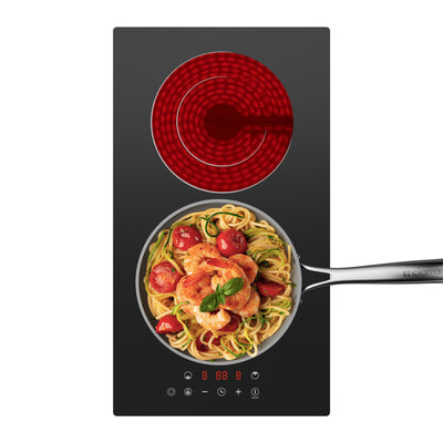 Ciarra x CDV 3200W Plaque Vitrocéramique, Anneaux doubles, 2 Foyers, Encastrable et pose libre, CDVER322-OW
