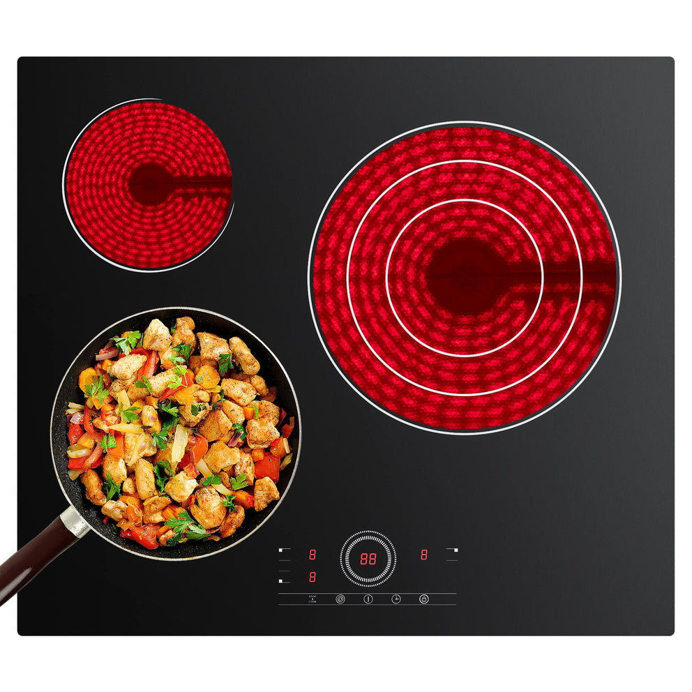 Ciarra x CDV 5700W Plaque Vitrocéramique Encastrable 3 Feux, Verrou de Sécurité, Pour tous Types de Casseroles, CDVER573-OW