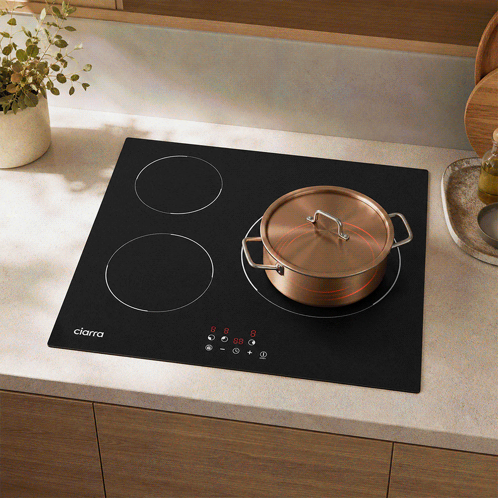 CIARRA Table de Cuisson à Induction Encastrable, 3 Foyers, avec Commande Tactile et Sécurité Enfant | CRGBIH3
