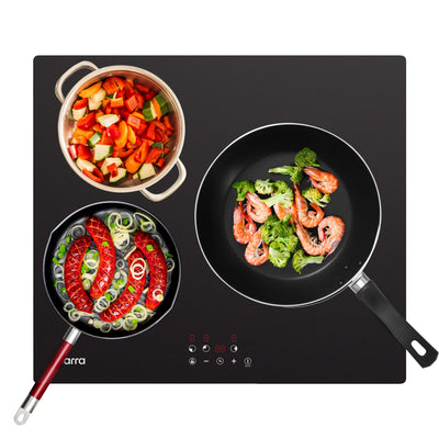 CIARRA Table de Cuisson à Induction Encastrable, 3 Foyers, avec Commande Tactile et Sécurité Enfant, CRGBIH3-OW